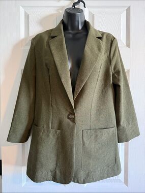 SHEIN Olive Green Single-Button Women's Blazer